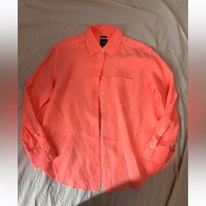 GAP Womens Linen bright coral shirt